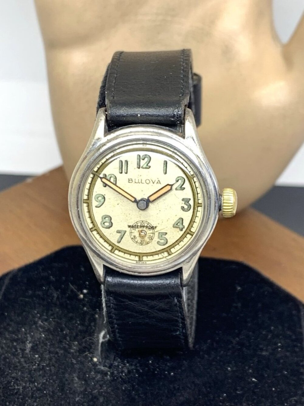 Bulova Watch Vintage WWII Military 10AE Manual Wind Leather Strap 28mm